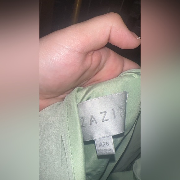 Azazie Adele dress in dusty sage. Slight stitching pulling as pictured. - Picture 4 of 4